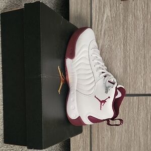 Women's White and Maroon Sneakers